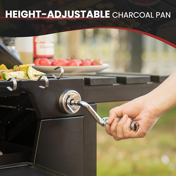 Royal Gourmet CD1824EC 24 Inch Movable Charcoal Grill with Cover, 490 Sq. In. Cooking Area, Outdoor Barbecue Grill with Foldable Side Tables for Outdoor Picnic and Camping Grilling, Black