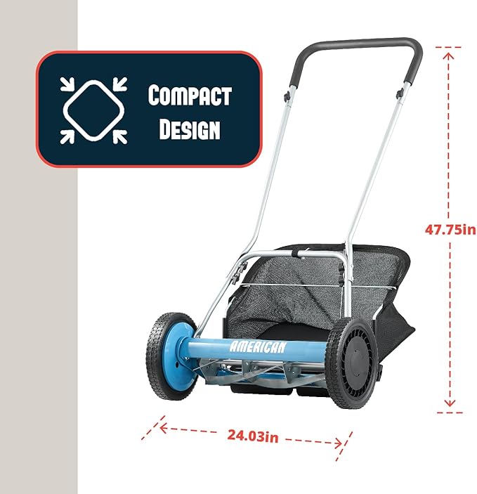 American Lawn Mower Company 20-Inch 5-Blade Walk Behind Reel Mower with Grass Catcher