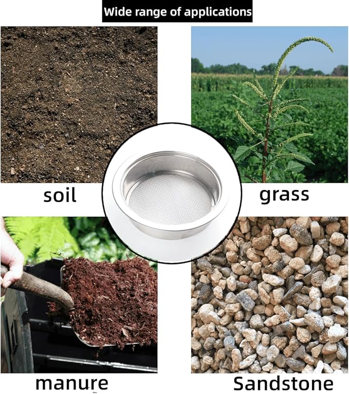 Garden Sieve Sifting Soil Sifter,5 Sieve Mesh Filter Sizes and Shovel, Stainless Stackable Gardening Sifting Screen Pan for Dirt, Sand, Rock, Filtration, Compost and Bonsai.