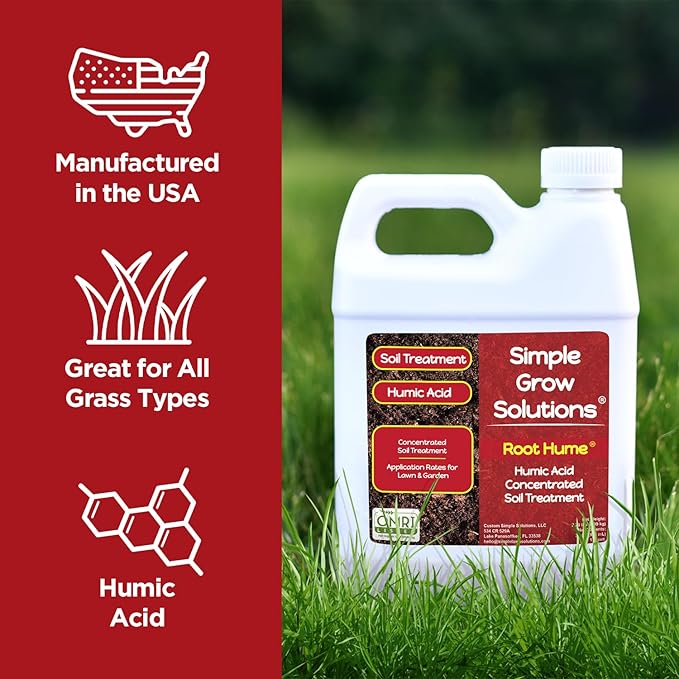 Raw Organic Soil Conditioner- Root Hume- Simple Grow Solutions- Natural Plant & Lawn Treatment- Nutrient Food Enhancer- Concentrated Liquid Humic - Grass, Tomatoes, Citrus, Flowers, Vegetables