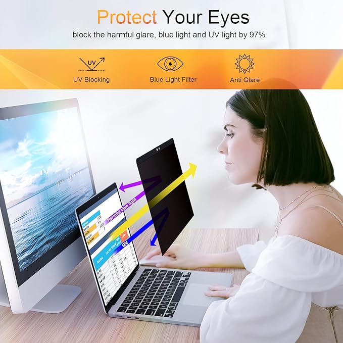 Mamol Privacy Screen MacBook Air 13 Inch (2010-2017), Magnetic Removable Anti Blue Light Glare Filter Anti Spy Screen Protector with Camera Cover for Apple Mac 13'' Laptop (A1369, A1466)