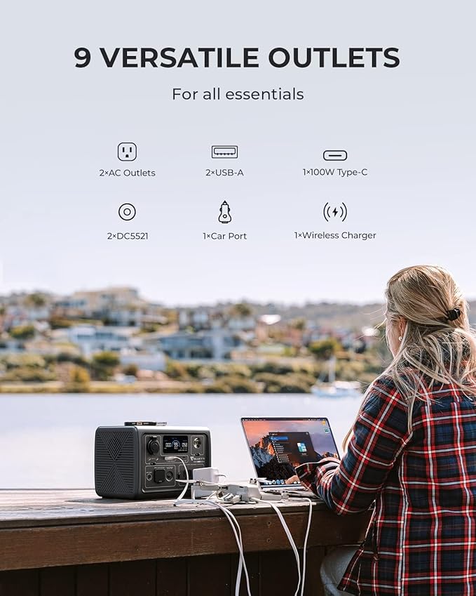 BLUETTI Solar Generator EB3A with 100W Solar Panel Included (Ships Separately), 268Wh Portable Power Station w/ 2 600W (1200W Surge) AC Outlets, LFP Backup for Outdoor Camping, Trip, Power Outage