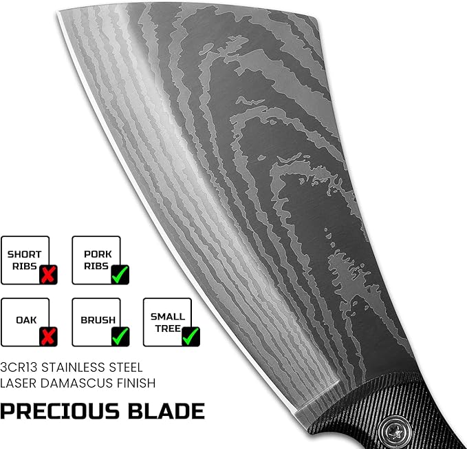 11 Inch Hatchet with Sheath, Small Compact Machete Axes, Fixed Blade Full Tang Camping Tactical Knife for Woodworking, Garden Machete Axe with Sheath for Bushcraft Yards Bushes Wood, A4SL