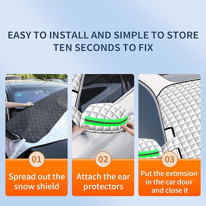 Winter Windshield Covers for Ice and Snow&Winter Car Essentials, Car Anti-Snow Cover, Snow Windshield Cover Automotive Exterior Accessories,Free Car Snow Shovel, Towel, and Gloves.
