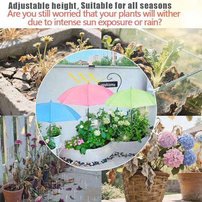 Plant Umbrellas for Outdoor Plants, Garden Umbrella Shade for Plants,Adjustable Height Provides shade cloth for Plants to Protect Their Flowers from Intense Sunlight and Rain(18.8 inches to 35.58 inches)