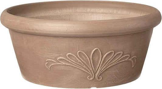 Arcadia Garden Products PSW TA25TP Plastic/Stone/Wood Composite Bulb Pan – No Drainage Hole (Drillable), Planter Bowl for Succulents, Bonsai, Fairy Gardens, Herbs,10-Inch, Taupe