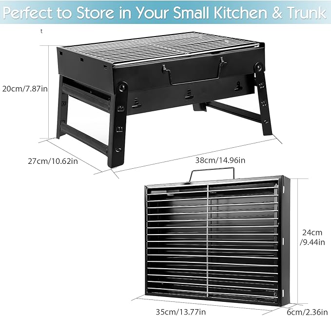 Uten Charcoal Grill, BBQ Grill Folding Portable Lightweight smoker Grill (Medium)
