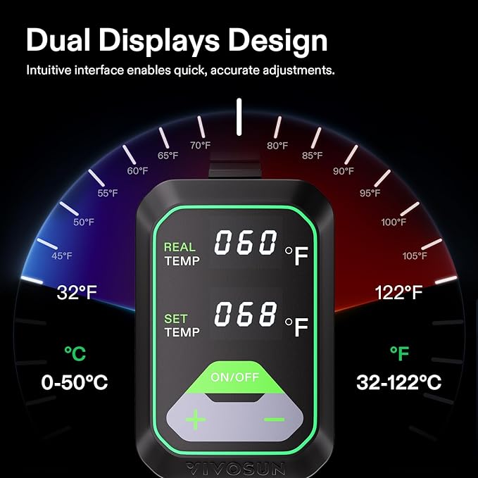 VIVOSUN 48"x20.75" Seedling Heat Mat with Built-in Temperature Controller, UL & MET-Certified Waterproof Plant Heating Pad for Germination, Hydroponics, Brewing, Breeding, and Greenhouses