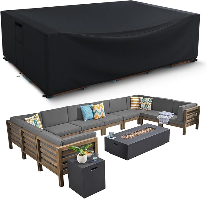 Patio Furniture Covers Waterproof, Heavy Duty 600D Outdoor Furniture Covers for Outside Sectional Sofa Set,Tear Resistance and Anti-UV, Black, 48"L x 28"W x 13"H