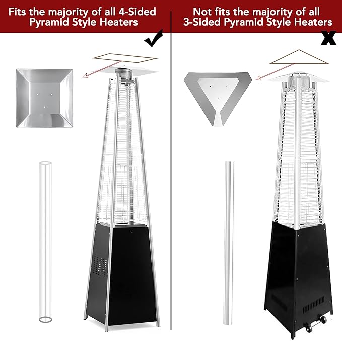 PAMAPIC Patio Heater Glass Tube Replacement for 4-Sided Outdoot Patio Pyramid Heater,49.5 inch tall