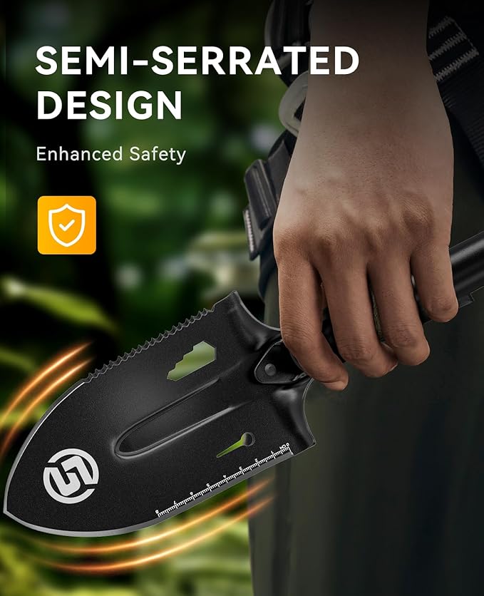 SUNPOW Shovels for Digging, Camping Shovel, Portable Shovel for Gardening, Digging, Metal Detecting, Hiking, Car Emergency - Multifunctional Lightweight Outdoor Shovel