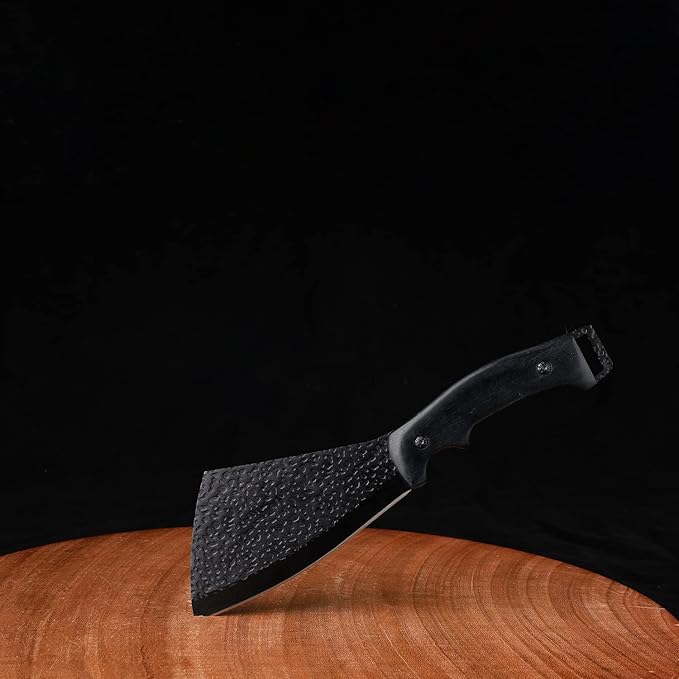 11 Inch Hatchet with Sheath, Small Compact Machete Axes, Fixed Blade Full Tang Camping Tactical Knife for Woodworking, Garden Machete Axe with Sheath for Bushcraft Yards Bushes Wood, A1BK