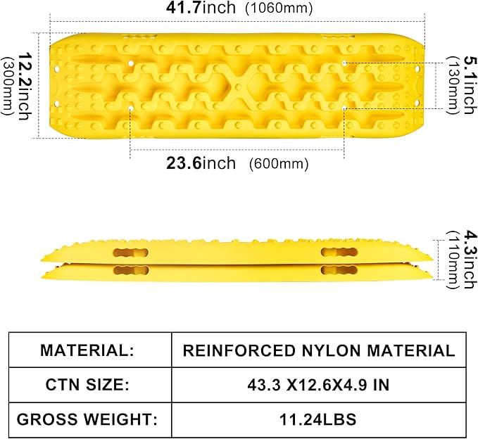 X-BULL New Recovery Traction Tracks Sand Mud Snow Track Tire Ladder 4WD (Yellow, 3gen)