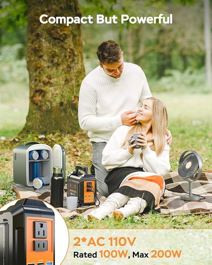 MARBERO Portable Power Station 167Wh Camping Lithium Battery Solar Generator Fast Charging with AC Outlet 200W Peak Power Bank(Solar Panel Optional) for Home Backup Outdoor Emergency RV Van Hunting