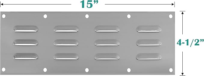 Stainless Steel Venting Panel for Grill Accessory, Masonry Fire Pits and Outdoor Kitchens, 15" by 4-1/2"