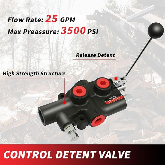 RYFT Wood Log Splitter Pump 16GPM, HI/LO gear pump, 2 stage Hydraulic Gear Pump with 25GPM Auto Control Detent Valve 1/2" Work Port, 1/8" Keyed Shaft Hydraulic Pump, for Log Splitters