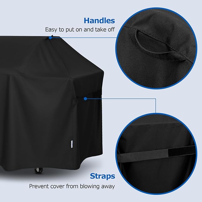 SunPatio BBQ Grill Cover 63 Inch, Outdoor Heavy Duty Waterproof Gas Barbecue Cover, Compatible for All Weber Genesis 300 Series, Compared to Weber 7757, 63" W x 25.6" D x 43.4" H