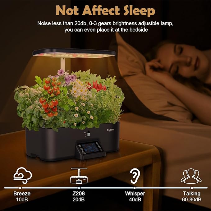 17-Pods Hydroponic Growing System with Dual Fans 24W Full-Spectrum Grow Light & Smart Control Panel for Indoor Gardening for Vegetables Herbs