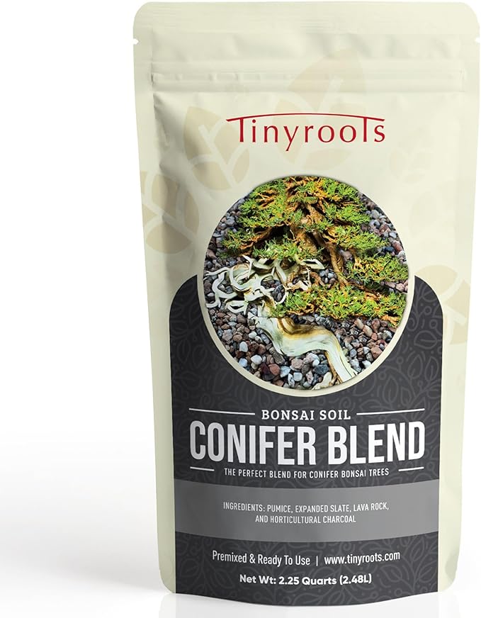 Tinyroots Conifer Bonsai Soil Blend – 2.5 Gallons - Formulated and Pre-Mixed for Junipers, Japanese Black Pines, White Pines, Cedar, Cypress and All Other Conifers