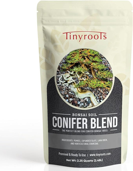 Tinyroots Conifer Bonsai Soil Blend – 2.5 Gallons - Formulated and Pre-Mixed for Junipers, Japanese Black Pines, White Pines, Cedar, Cypress and All Other Conifers