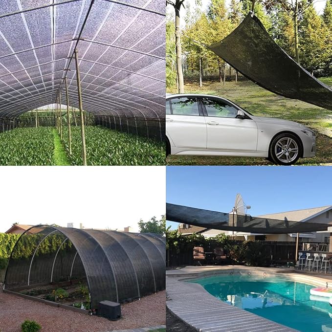 POYEE 40% 6.5ftx6.5ft Shade Cloth Garden Mesh Sun Shade Netting Sunblock Fabric with Grommets for Plants Heat Protection Patio Outdoor Greenhouse Pergola Vegetable Chicken Coop