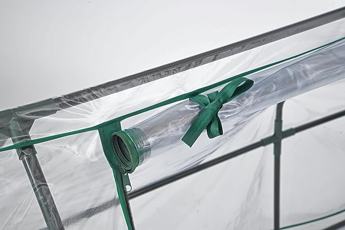 Miracle-Gro Mini Greenhouse 3’ x 8’ x 3’ with Clear PVC Cover, Zippered Access Panels, and Durable Steel Frame for Seed Starting, Translucent