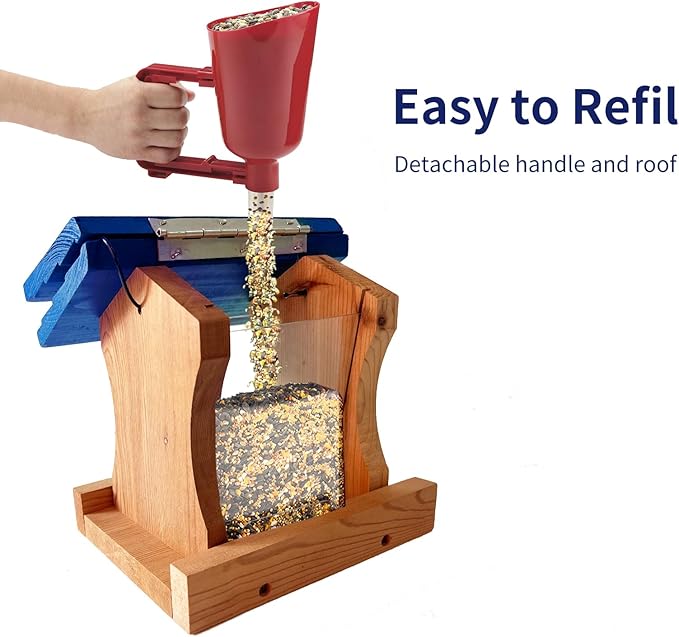 Ranch Hopper Bird Feeders for Outside Extra Thickness 13/16", Bird Feeder Kit for Kids to Build - Alaskan Red Cedar Wood Birdhouse Building with Hanging Cable, Paints and Brushes -Patented