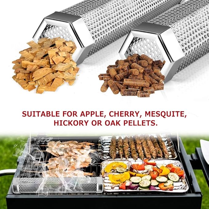 Realcook Pellet Smoker Tube 12-inch: Stainless Steel Wood Pellets Smoke Tube for Hot or Cold Smoking | BBQ Smoke Generator Tubes Works with any Grill and Smokers