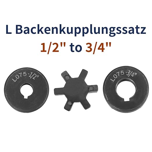 uxcell 1/2" to 3/4" L075 Flexible 3-Piece L-Jaw Coupling Coupler Set & Buna-N NBR Rubber Spider for Log Splitter Hybrid Equipment
