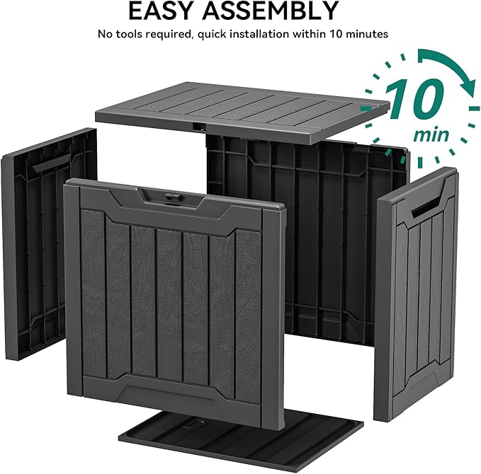 YITAHOME Outdoor Resin Storage Box 31 Gal, Water-resistant Patio Deck Box Outdoor Storage Box for Pillows, Garden Equipment, Securely Lockable, Black