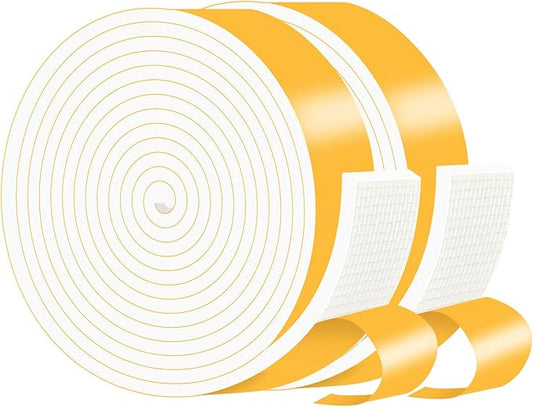 Weather Stripping,Door Seal Strip for Door Frame,Foam Weather Stripping,Lightproof, Soundproof Foam,Door Seal Strip for Door Frame,Window Frame(White,3/4 in x 1/4 in x 13Ft)