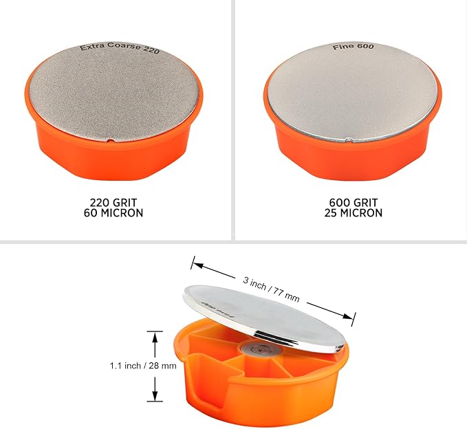 SHARPAL 216N Dual-Grit Diamond Sharpening Stone – Extra Coarse 220 / Fine 600 Grit Knife & Garden Tool Sharpener for Lawn Mower Blades, Axes, Hatchets, Machetes, Hedge Shears, Chisels & More