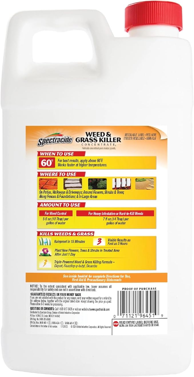 Spectracide Weed And Grass Killer Concentrate 64 Ounces, Use On Patios, Walkways And Driveways