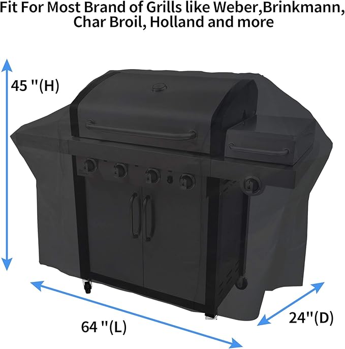 NEXCOVER 64 Inch Grill Cover - 600D Heavy Duty Waterproof and Weather Resistant BBQ Cover for Weber, Char Broil, Nexgrill, Brinkmann, Holland - Fade Resistant, Black
