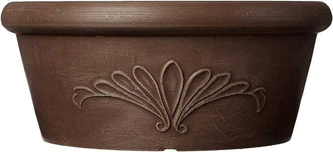 Arcadia Garden Products PSW TA20C Plastic/Stone/Wood Composite Bulb Pan – No Drainage Hole (Drillable), 8"x3", Chocolate