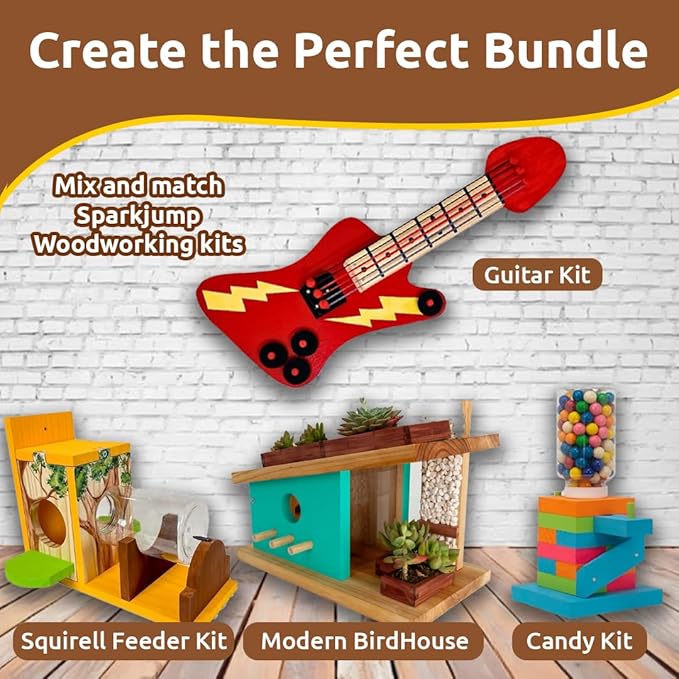 SparkJump Premium Wooden Bird House Kit - Build it Yourself Birdhouse - Birdhouse Kits for Adults to Build - Woodworking Adult Crafts & DIY Bird House