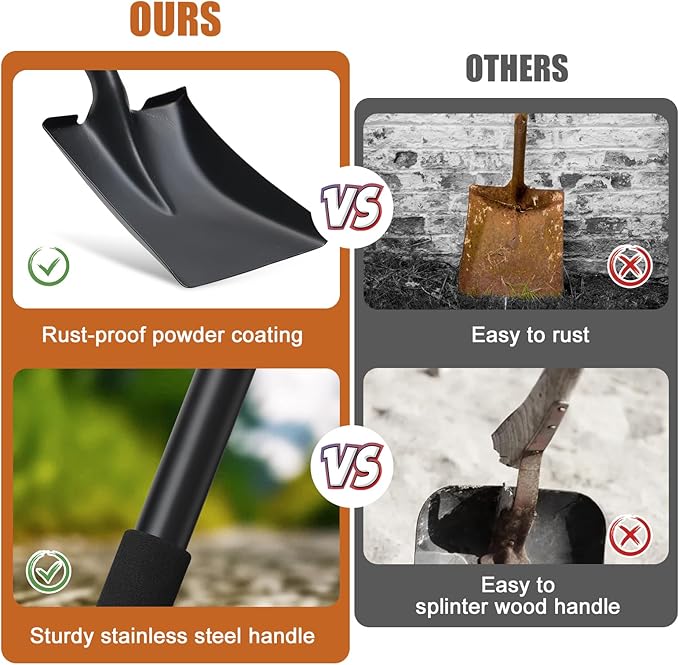 Shovel, Garden Shovels for Digging, 31” Small Spade Square Shovel with D-Handle Portable,Suitable for Car Snow Removal Trenching Kids Sand Beach Shovel Camping Gardening