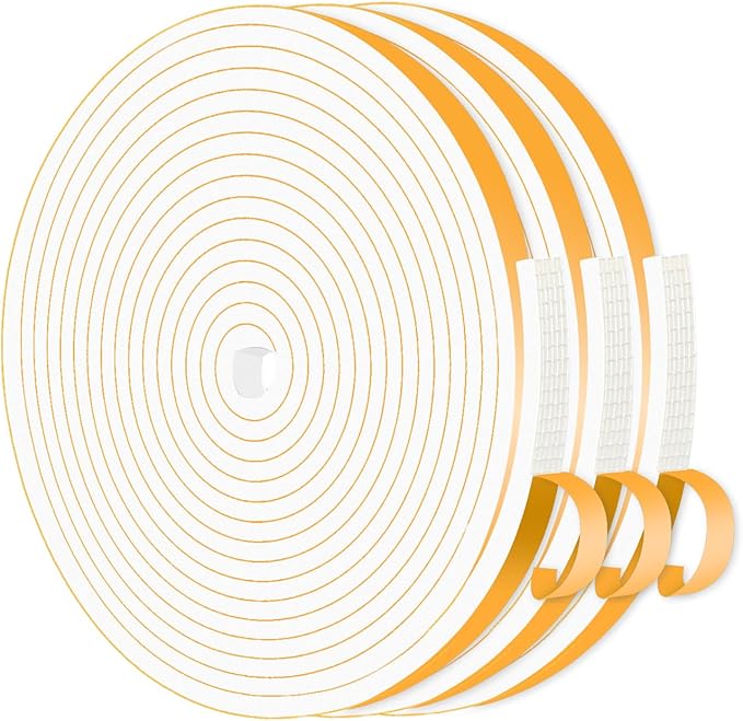 Weather Stripping Door Seal Strip,Door Jamb Weather Stripping,Insulation Tape Roll for Insulating Door Frame, Window, Air Conditioner (White,1/4 in x 1/8 in x 39Ft)