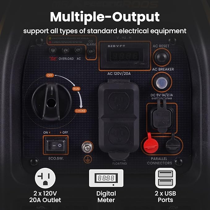 maXpeedingrods 2300W Portable Inverter Generator,40lbs,Gas Powered,Quiet Generator,Backup Power Supply for Outdoor Camping RV Ready,EPA/ISO Compliant