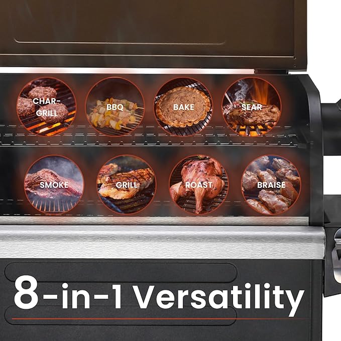 Z GRILLS Wood Pellet Grill Smoker with PID Controller, 8-in-1 Master Sear BBQ Grill, Auto Temperature Control, Huge Storage Cabinet Side Shelf with Tool Hooks, 572 sq in Cooking Area for Outdoor, 600D