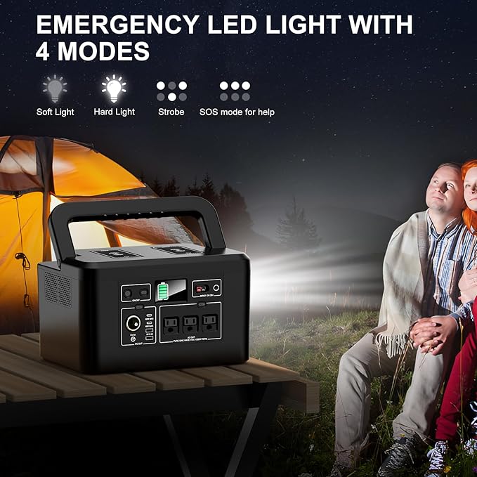 powkey Portable Power Station 800W with 3 AC Outlets, 110V/740Wh Solar Generator(Solar Panel Optional), 200,000mAh Emergency Backup Lithium-ion Battery for Outdoors Travel RV Trip Camping CPAP Machine