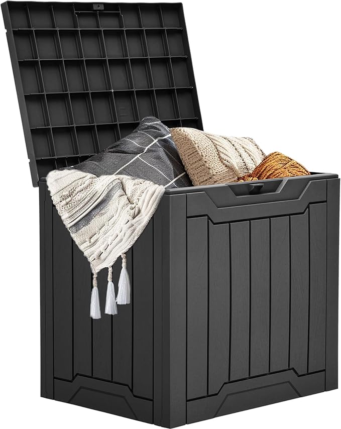 YITAHOME Outdoor Resin Storage Box 31 Gal, Water-resistant Patio Deck Box Outdoor Storage Box for Pillows, Garden Equipment, Securely Lockable, Black