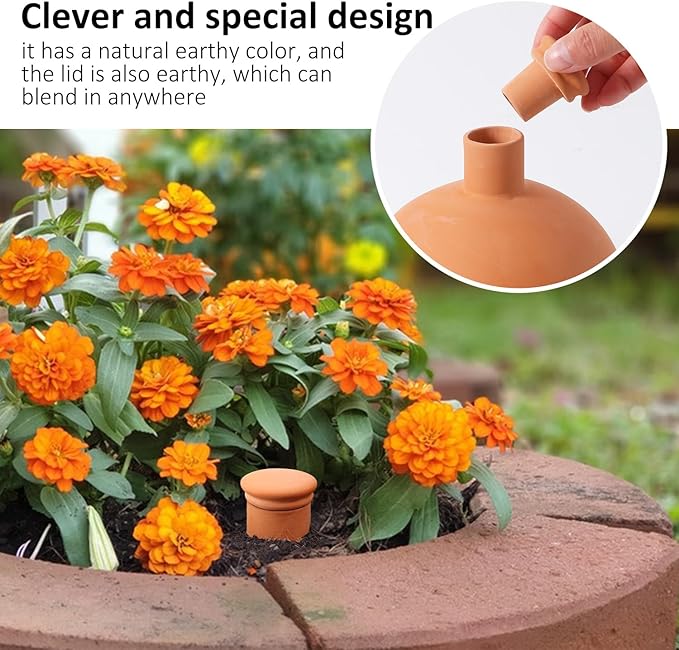 Large 3.3L Terracotta Watering Pots Ollas Self Watering Planter Watering System 10inch-Simple Irrigation Peripheral Water System Indoor Outdoor Plant Watering Globes Large Reservoir Bulbs