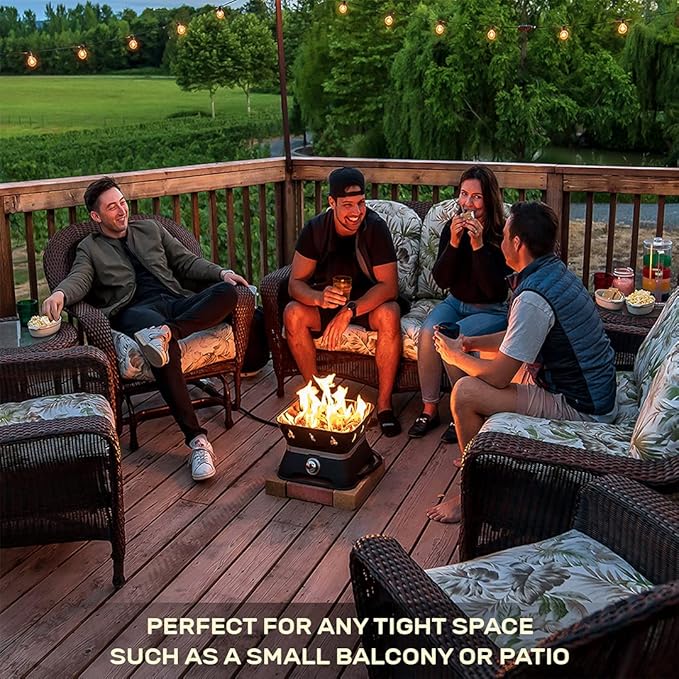 Outland Living Firebowl 805 Firecube 14” Portable Square Smokeless Propane Fire Pit – Outdoor Gas Fire Pit with Cover & Carry Kit, Lava Rocks, 58,000 BTU, Black