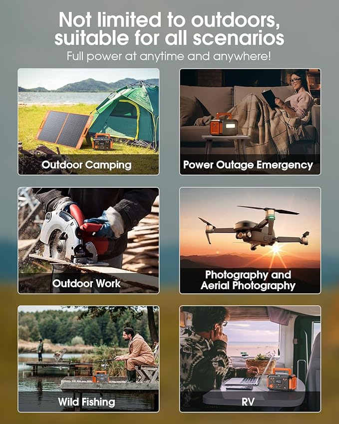 EBL Portable Power Station 300W(Peak 600W), 269.36Wh Lithium Battery Camping Solar Generator for Outdoor and Indoor Emergency Use