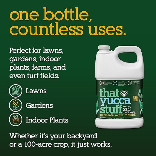 Natural Soil Conditioner & Organic Input Material Wetting Agent | 97% Yucca Schidigera Extract with Citric & Humic Acids | Boosts Water Penetration, Plant Health | Non-Toxic Eco-Friendly | 3 Liter