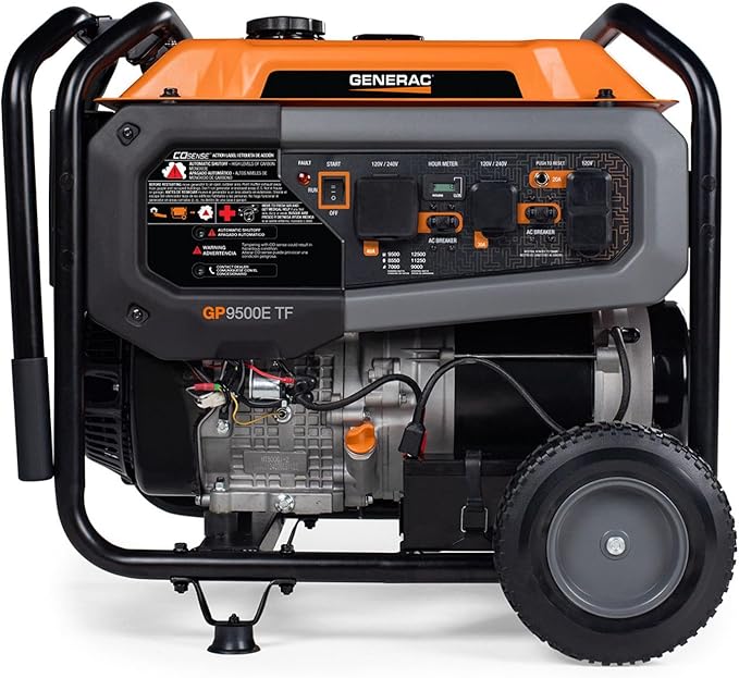 Generac 12,500/9,500-Watt Tri-Fuel Portable Generator - Electric Start - Gas, Propane or Natural Gas - Home Backup, Jobsite, or RV - Quiet Operation - Long Runtime - 49-State Compliant