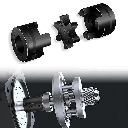1/2" to 3/4" L075 Flexible 3-Piece L-Jaw Coupling Coupler Set & Rubber Spider, Log Splitter Pump Coupler for Log Wood Splitter Hybrid Equipment