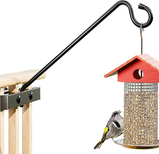 12-Inch Deck Bird Feeder Hanger for Railing, Outdoor Decor Plant Hanger, Balcony Railing Hook - 22LB Capacity - for Hanging Plants, Bird Feeders, Lanterns, Wind Chimes