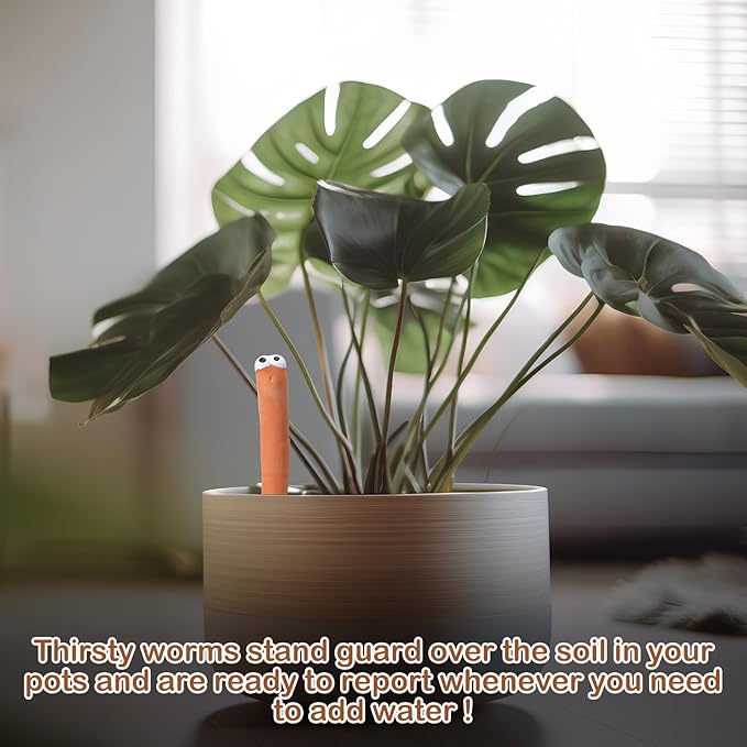 12 Pcs Water Sensor Ceramic Worm The Potting Shed Worm Water Sensor Plant Decoration Moisture Monitor Gardening Houseplant Humidity Meter Fun Gardening Gift for Christmas Stocking Stuffers